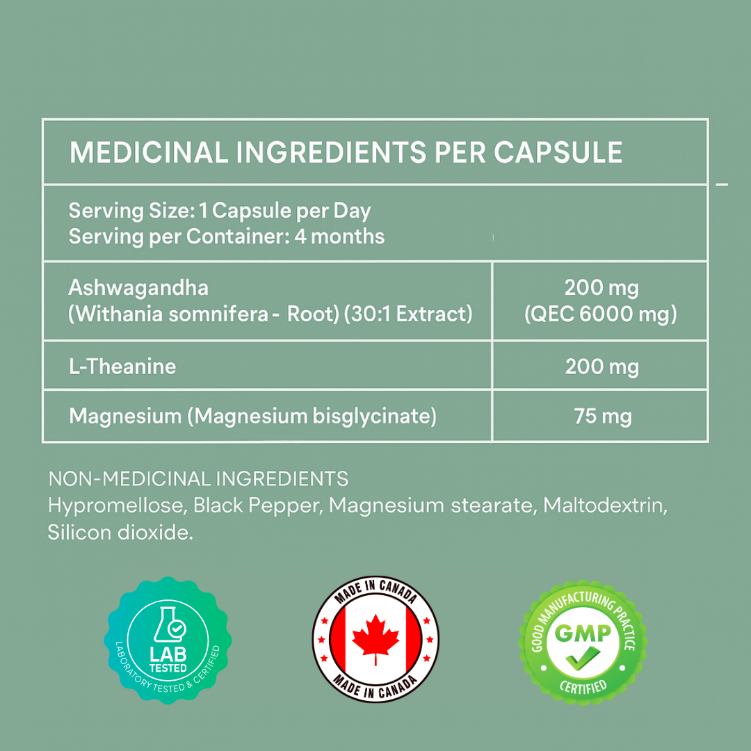Ashwagandha, L-Theanine, Magnesium
